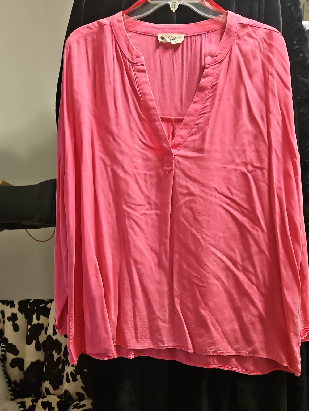 Magaschoni Pink V-Neck Long Sleeve Women's Top